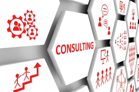 CONSULTING concept cell background 3d illustration Stock Illustration