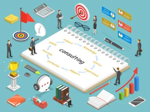 Consulting flat isometric vector concept. Stock Illustration