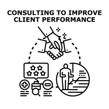 Consulting improving client business performance partnership Stock-Illustration