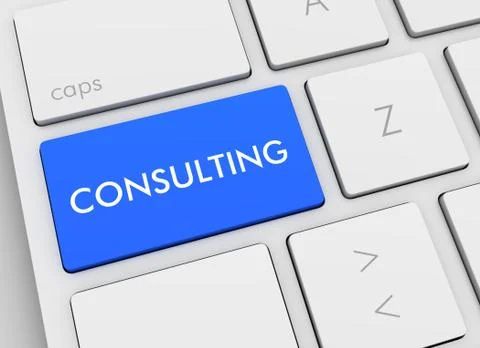 Consulting keyboard concept  3d illustration Illustrazione stock