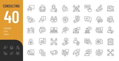 Consulting Line Editable Icons set. Stock Illustration