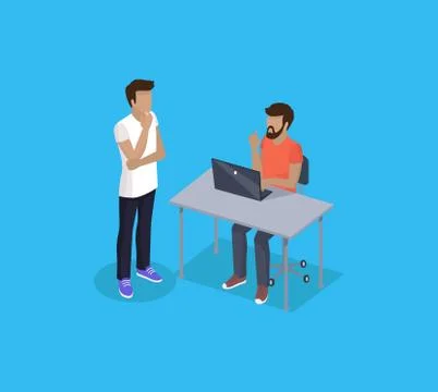 Consulting Man and Developer Vector Illustration 库存插图