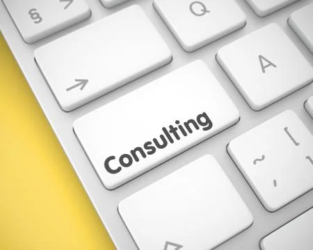 Consulting - Message on White Keyboard Button. 3D. Stock Illustration