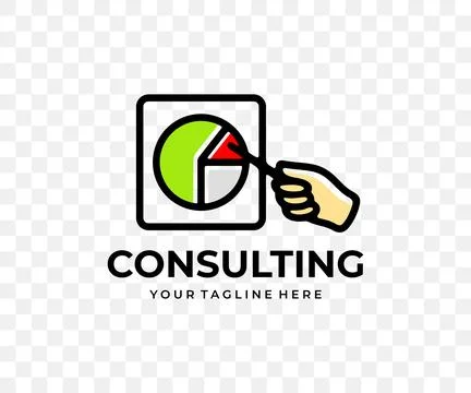 Consulting or analytics hand shows graphs and charts, colored graphic design Stock Illustration