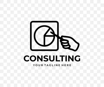 Consulting or analytics hand shows graphs and charts, linear graphic design Illustrazione stock