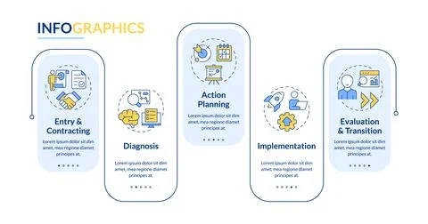 Consulting process stages rectangle infographic vector Stock Illustration