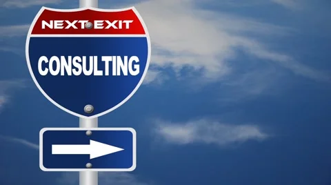 Consulting road sign with flowing clouds Stock Footage 41873086