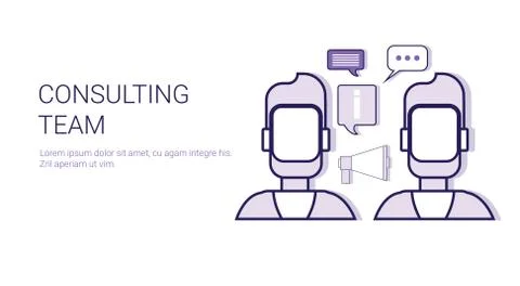 Consulting Team Technical Support Service Business Concept Web Banner With Copy Stock Illustration