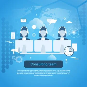 Consulting Team Technical Support Template Web Banner With Copy Space Stock Illustration