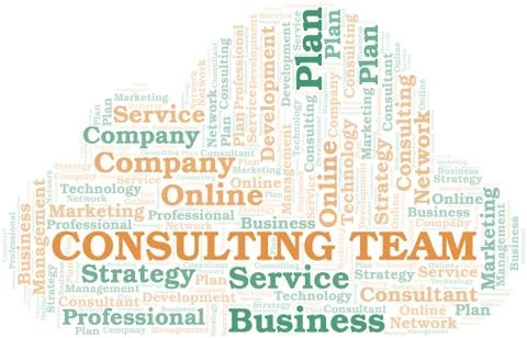 Consulting Team typography vector word cloud. Stock Illustration