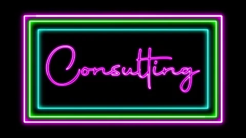 'Consulting' Text Animation with Neon Glow &amp; Glowing Squares. Stock Footage 282577062