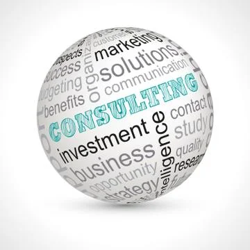 Consulting theme sphere with keywords Stock Illustration