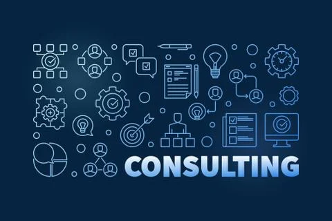 Consulting vector blue outline banner on dark background イラスト素材