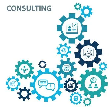 Consulting vector. Concept with icons related to advice and support Stock Illustration