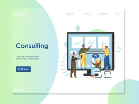 Consulting vector website landing page design template 스톡 일러스트