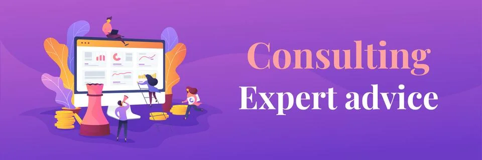 Consulting web banner concept. Stock Illustration
