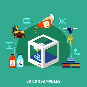 Consumables For 3d Printing Design Concept Stock Illustration
