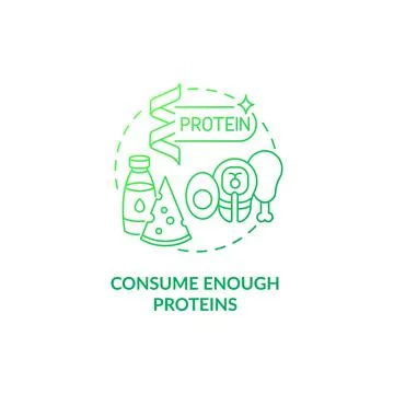 Consume enough proteins green gradient concept icon Stock Illustration