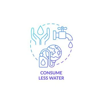 Consume less water blue gradient concept icon Stock Illustration