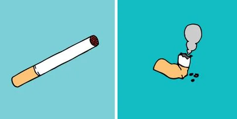 Consumed cigarette before and after Stock Illustration