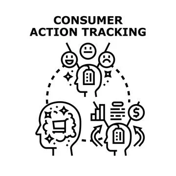 Consumer action tracking analyzing customer behavior data Stock Illustration