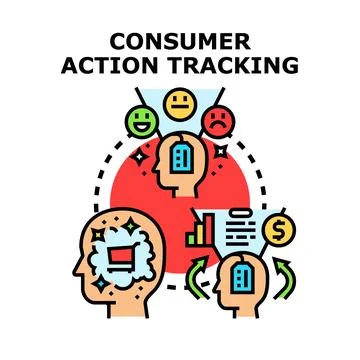 Consumer action tracking analyzing customer behavior data Stock Illustration