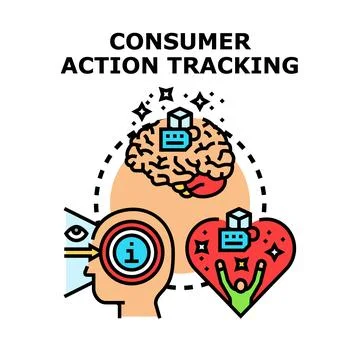 Consumer action tracking process analyzing user data Stock Illustration
