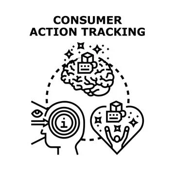 Consumer action tracking process analyzing user data Stock Illustration