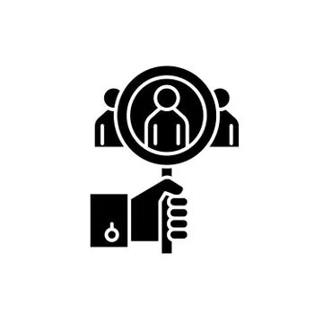 Consumer analysis black icon, vector sign on isolated background. Consumer 스톡 일러스트