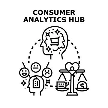 Consumer analytics hub understanding customer needs Stock Illustration