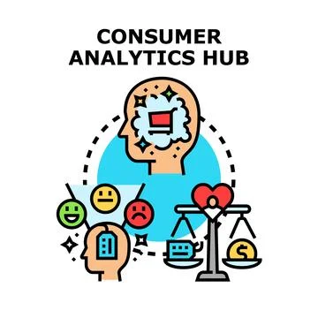 Consumer analytics hub understanding customer needs Stock Illustration