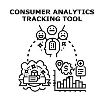 Consumer analytics tracking tool analyzing customer data Stock Illustration