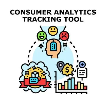 Consumer analytics tracking tool analyzing customer data Stock Illustration