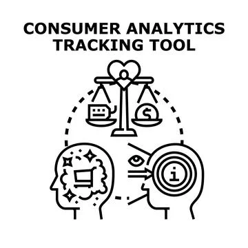 Consumer analytics tracking tool understanding buying behavior Stock Illustration