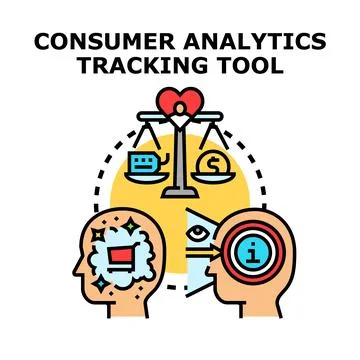 Consumer analytics tracking tool understanding buying behavior Stock Illustration