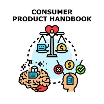 Consumer analyzing product qualities and making buying decisions Stock Illustration