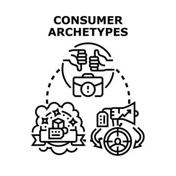 Consumer archetypes concept identifying customer needs Stock Illustration