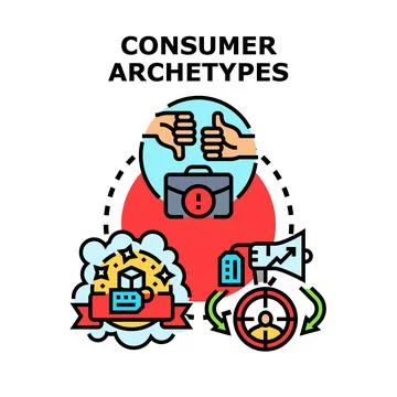 Consumer archetypes concept identifying customer needs Illustrazione stock
