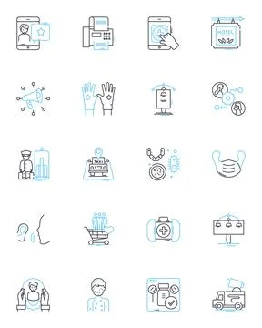 Consumer assistance linear icons set. Support, Help, Assistance, Advice Stock Illustration