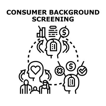 Consumer background screening process evaluating personal data Stock Illustration