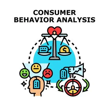 Consumer behavior analysis concept with marketing strategy Stock Illustration