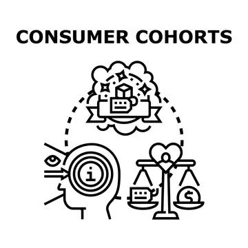 Consumer behavior analysis concept with target audience marketing Stock Illustration