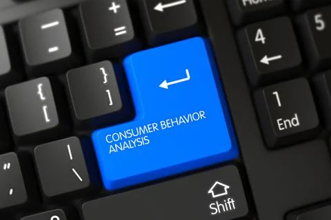 Consumer Behavior Analysis - PC Button. 3D イラスト素材
