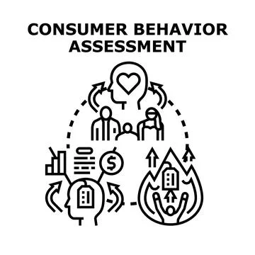 Consumer behavior assessment evaluating brand loyalty and market demand Stock Illustration