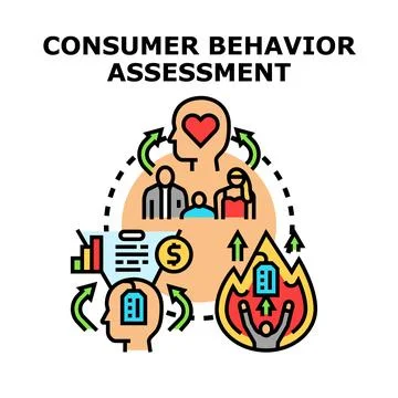 Consumer behavior assessment evaluating brand loyalty and market demand Stock Illustration