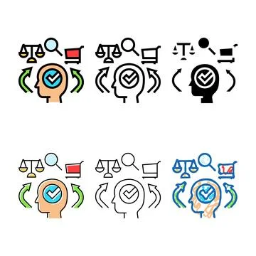 Consumer behavior color icon multipack vector Stock Illustration