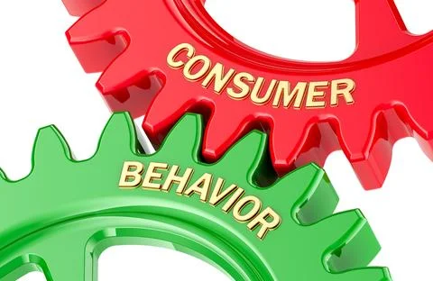 Consumer Behavior concept, with colored gearwheels. 3D rendering イラスト素材