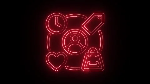 Consumer Behavior Icon Isolated on Black Background Customer Trend Neon Ani.. Stock Footage 329628814