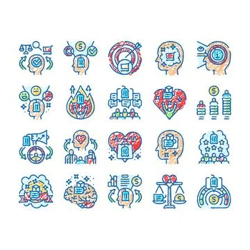 Consumer behavior icons hand drawn Stock Illustration