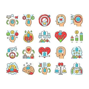 Consumer behavior icons set vector Stock Illustration